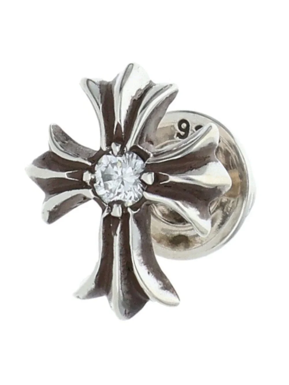 Chrome Hearts No2 CH Crs Dia CH Cross Stud Silver Earrings